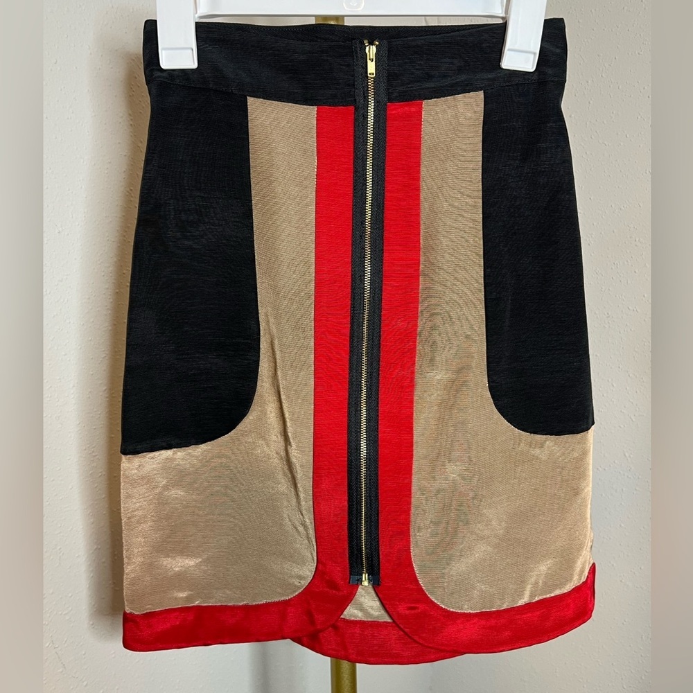 Thread Social zip front color block skirt